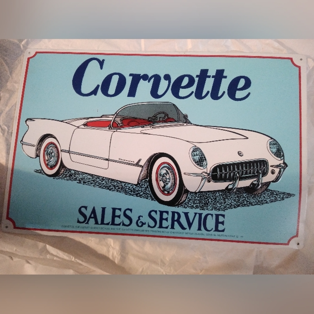 1953 Corvette sales & service metal wall sign